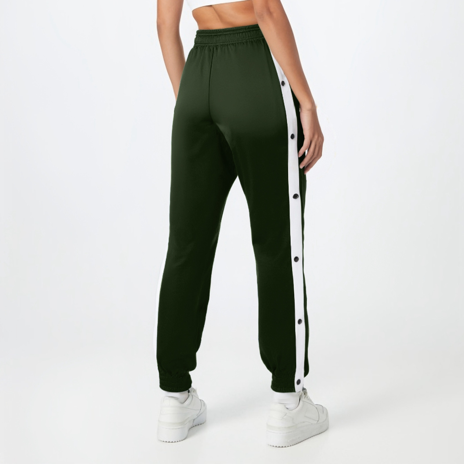 thumbnail image 3 of Pantalones deportivos casuales con puños abotonados para mujer: corte holgado, diseño con botones, ideales para hacer ejercicio o estar por casa. Tallas: S-XL., 3 of 8